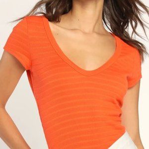 Nice 'n' Easy Orange Textured Short Sleeve Top